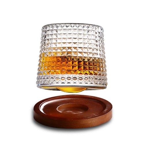 360 Rotate Rotating Whisky Glass with Base Spinning Glassware Glass Cup - Picture 16 of 18