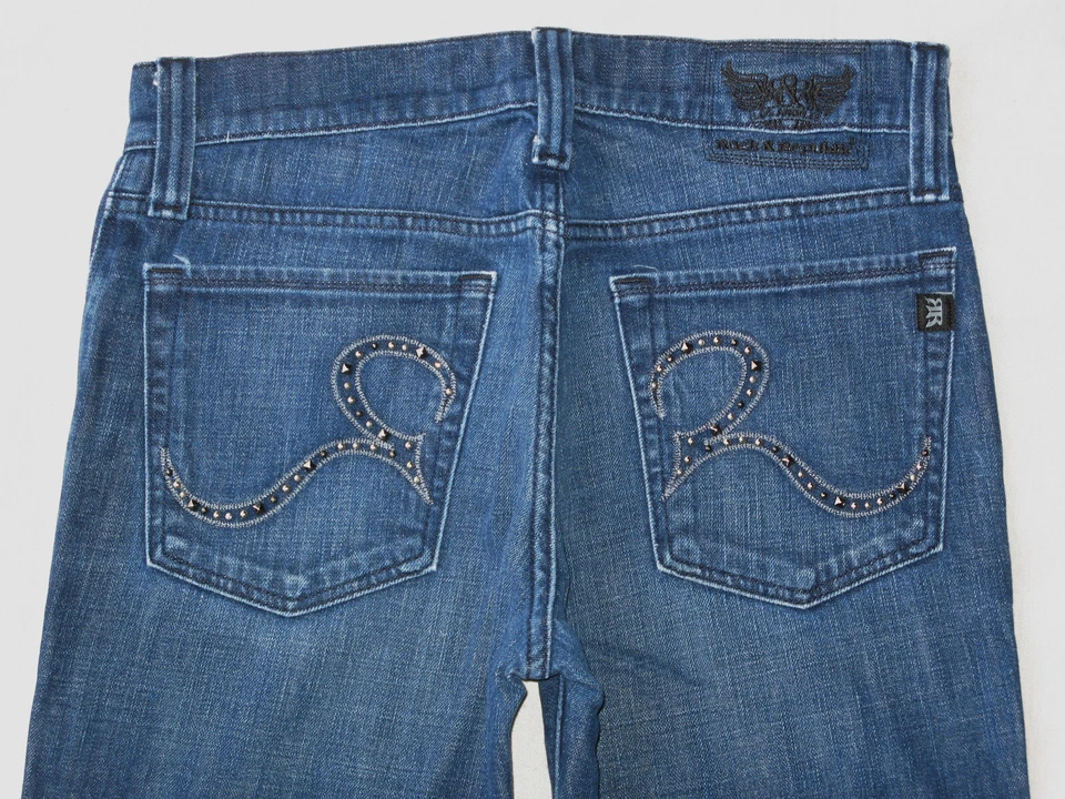 Rock & Republic Mens Henlee Bootcut Jeans Sz 31 X 29 Blue w Stretch Stud Pockets - Image 2 of 4