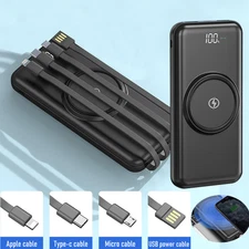 900000mAh Wireless Power Bank Backup Fast Portable Charger External Battery 4USB