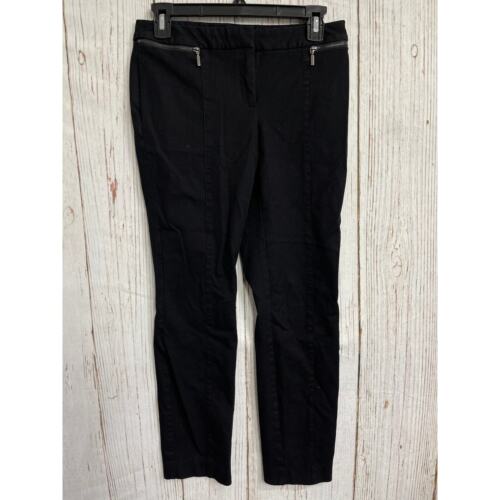 Alfani Cropped Pants Petite 4 Black Cotton Blend Zip Detail Chic Ankle Length