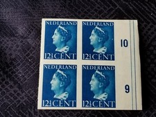 Netherlands 12 1/2 Cent 1940 - Imperforated Proof Block of 4 Stamps - MH - B514