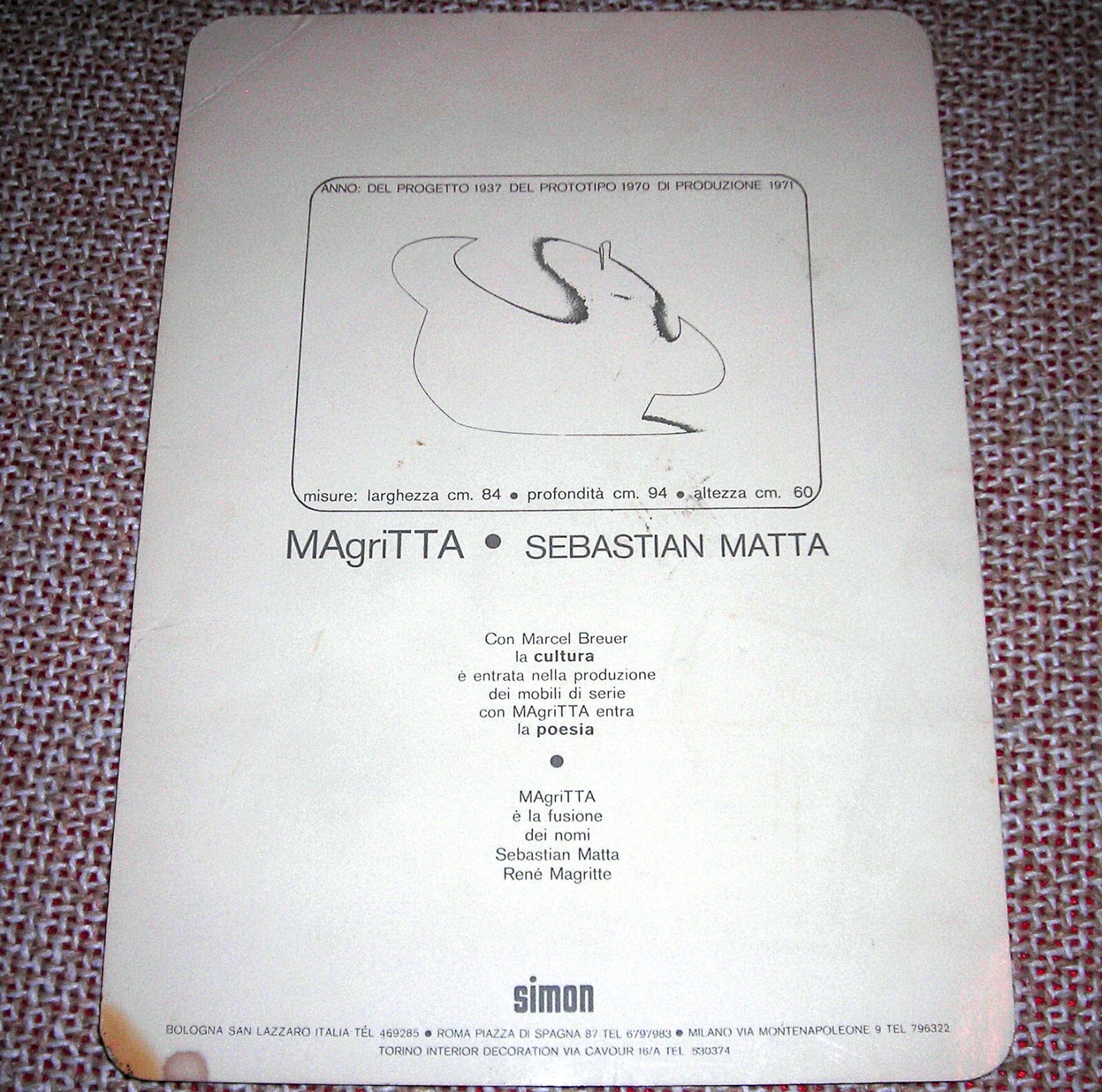 SIMON GAVINA/SEBASTIAN MATTA ADVERTISING ARMCHAIR 1976