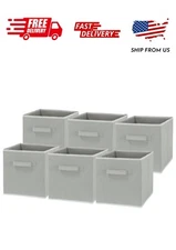 6 Collapsible Foldable Cloth Fabric Cubby Cube Storage Bins Baskets for Shelves