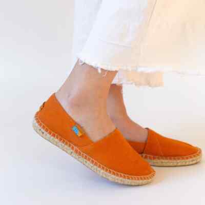 Ubuntu Life Women's Orange Canvas Espadrilles Slip On Loafer Shoes Size 7 New