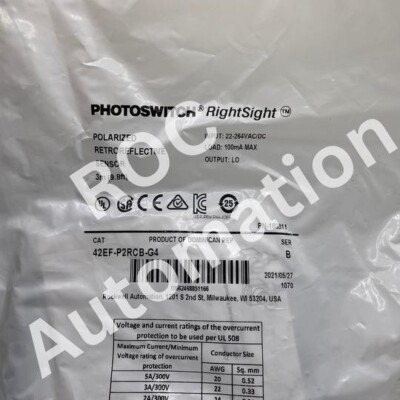 New Allen-Bradley 42EF-P2RCB-G4 Polarized Retroreflective Sensor Photoswitch