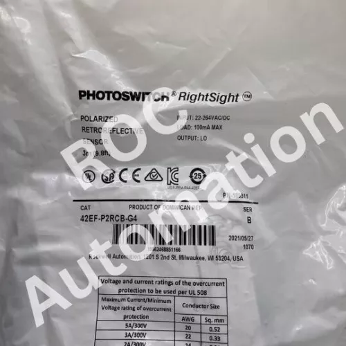 New Allen-Bradley 42EF-P2RCB-G4 Polarized Retroreflective Sensor Photoswitch