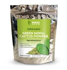 Maxx Herb Green Nopal Cactus Leaf Powder, Organic, High In Fiber & Calcium, 12oz