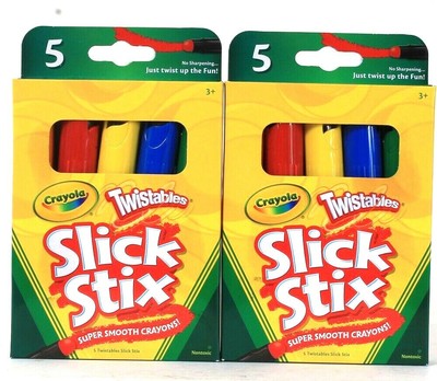 2 Packs Crayola Twistables Slick Stix 5 Count Twist Up No Sharpening