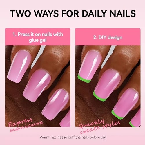 240 Short Square False Nails French Manicure Fake Tips Press On Full Cover Nails - Picture 4 of 9
