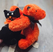Halloween Vintage Dan Dee Collector's Choice Black Cat  Orange Bear Plush