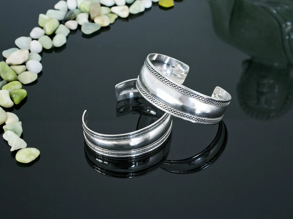 925 Silber Armreif Armspange Wikinger Armschmuck Damen Herren Kelten breit offen - Bild 3 von 4