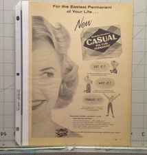 1955 Print Ad Casual Pin Curl Permanent Woman "Set It Wet It Forget It"