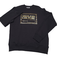  325 Versace Jeans Couture Black Gold Number Foiled Logo Sweatshirt Mens Size XL