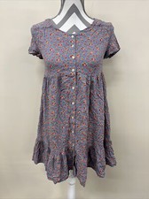 NEW POLO Ralph Lauren Outlet II Blue Short Sleeve Flower Dress pockets Sz 14 FS