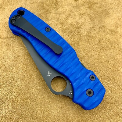 Spyderco Paramilitary 2 C81GPBK2  w/ Blue G10 Anso style scales  - 2 options 