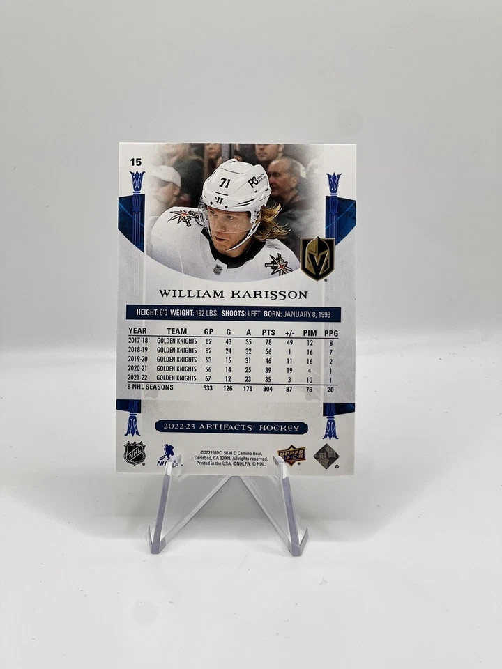 2022-23 ud artifacts light blue steel william karlsson #15 /85 - Image 2 of 2