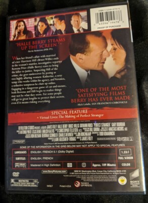 Perfect Stranger (DVD, Full Screen) Halle Berry, Bruce
