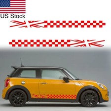 2pcs 70.5'' Red Lattice Graphic Side Body Door Vinyl Sticker Decal For MINI Etc