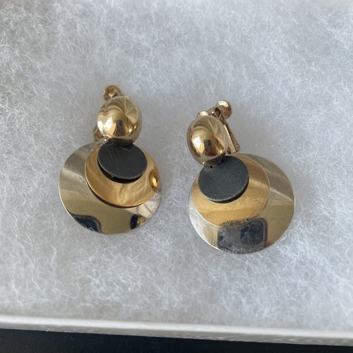 Napier Polished Gold Tone Drop Round Circle Earrings