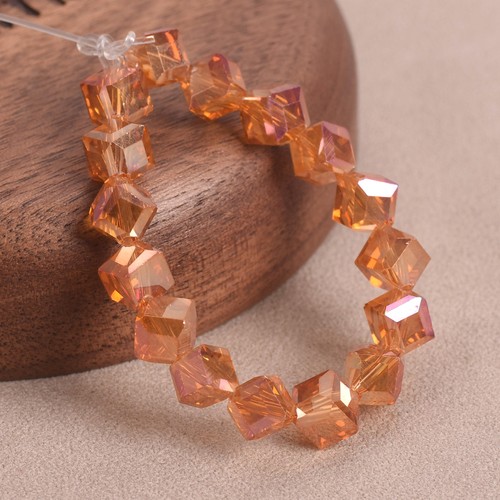 Cubo de vidrio facetado con agujero diagonal de 6 mm 30 un. cuentas sueltas para joyería hágalo usted mismo - Imagen 12 de 16