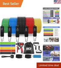 5-Level Resistance Bands with Door Anchor and Ankle Straps - Yoga  Fitness