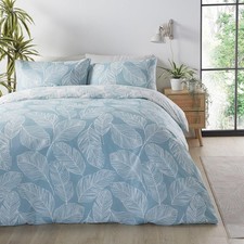 Fusion Matteo Duck Egg Blue Duvet Cover set Reversible Design Leaf Duvet Cover
