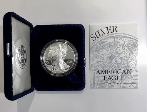 1996 P Proof American Silver Eagle Coin - OGP And COA