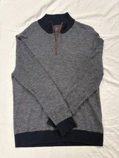 UNTUCKit Belguardo Birdseye Quarter-zip Sweater Blue Men  s Large Merino Wool