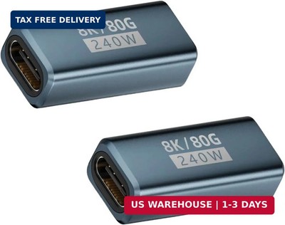 Poyiccot 240W USB C Coupler 2-Pack, USB C Female to Female Adapter [80Gbps/240W