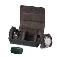 Luxury Watch Roll - Leather Travel Watch Case, Portable Watch Box 2 Watches,C...