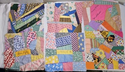 6 Vintage Patchwork Quilt Blocks Unfinished Squares 1940s Hand Stitched Folk Art