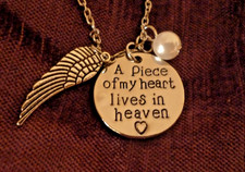 Memorial Necklace A piece of my heart lives in heaven Sympathy Pendant Necklace 