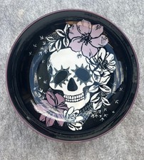 Fig  Fern Skull Floral Pasta Bowl 8.4" Halloween Gothic Purple Black EUC