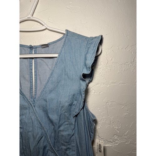 NWT Old Navy blue soft denim ruffle sleeveless jumpsuit womens medium coastal - Picture 7 of 12