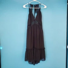 SHEIN Women's Size 2XL Black Open Back Lace Trim Knee Length Dress