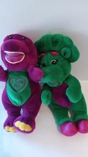 Singing Barney the Dinosaur & Baby Bop Plush Set Lyons Group 90s Vintage 12”