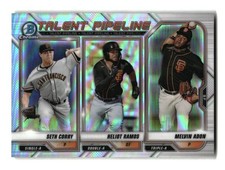 2021 Bowman #TP-SFG Seth Corry / Melvin Adon Heliot Ramos Chrome Talent Pipeline