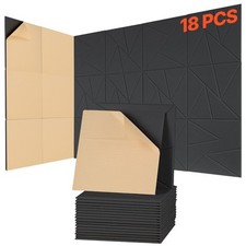 Uimoso 18 Pack Acoustic Wall Panels 11.8" x 11.8" Self-Adhesive Soundproof Black