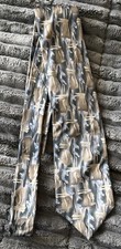 J. Garcia Men's Silk Tie Blue  Beige  Brown Print Pattern With Sheen