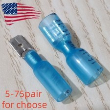 Blue Waterproof Spade Female/Male Heat Shrink Wire Connectors Terminals 16-14AWG