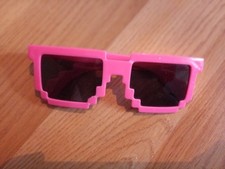 Girls' Pink Geometric Plastic Full Rim Novelty Sunglasses with Black Lenses