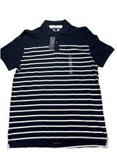 Tommy Hilfiger Striped Polo Shirt Black White Flag Logo NWT Men  s Medium Preppy