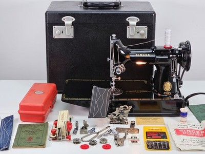 Atemberaubende 1957 Singer 221k federleichte Nähmaschine, gewartet + Garantie