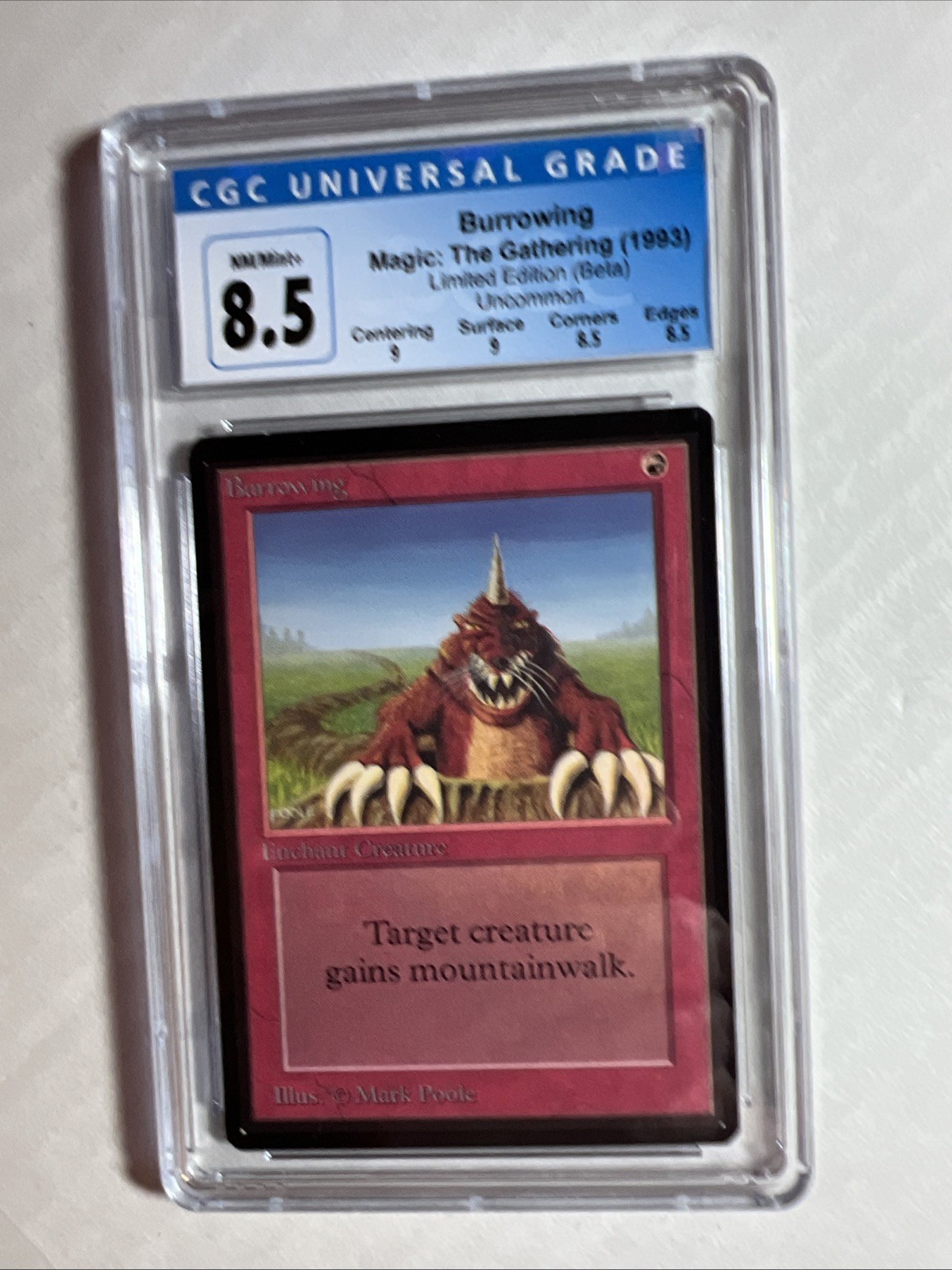 MTG Beta Burrowing CGC 8.5 Quad++ NM/Mint+ (with 9 centering, surface) 1993