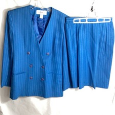Women's Suit and Skirt 8 Jones New York Vintage Blue Pinstripe Suit and Skirt