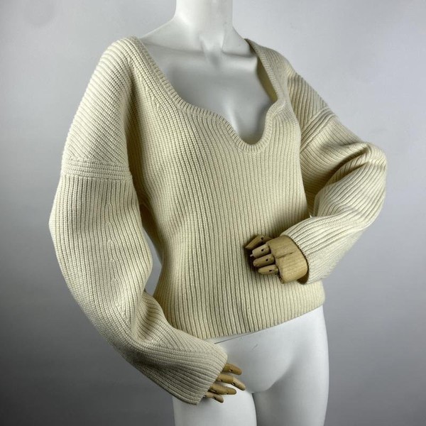 Women H&M Sweater Beige Wool L