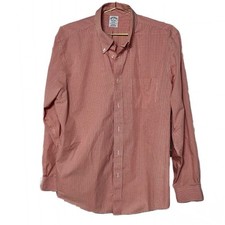 Brooks Brothers Regent Orange and White Plaid Checkered Button Down Shirt XL