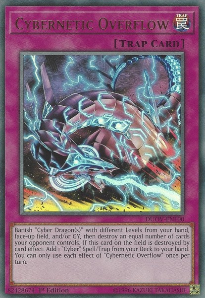 1 x Cybernetic Overflow - DUOV-EN100 - Ultra Rare - 1st Edition Near Mint, Engli