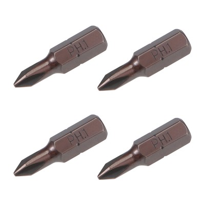 4pcs Phillips Bits 1/4inch Hex Shank 25mm Length Cross PH1 S2 Screwdriver Bit