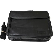 Targus Black Leather Computer Bag Carrying Case Briefcase Laptop Notebook CLN5
